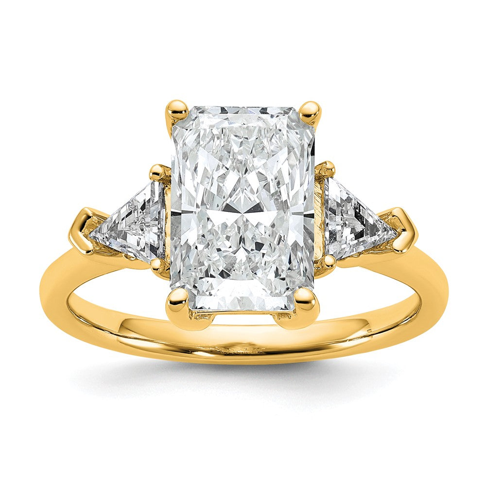 14k 5/8ct Lab Grown Dia VS/SI+ G+ Triangle 2 1/2ct Radiant Semi Eng Ring