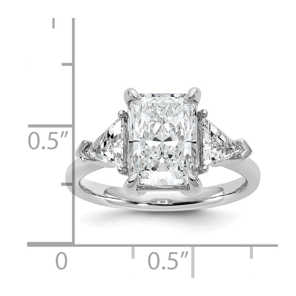 14kw 3 5/8ct Cert Lab Grown Dia VS+ F+ Radiant&Triangle Comp Eng Ring