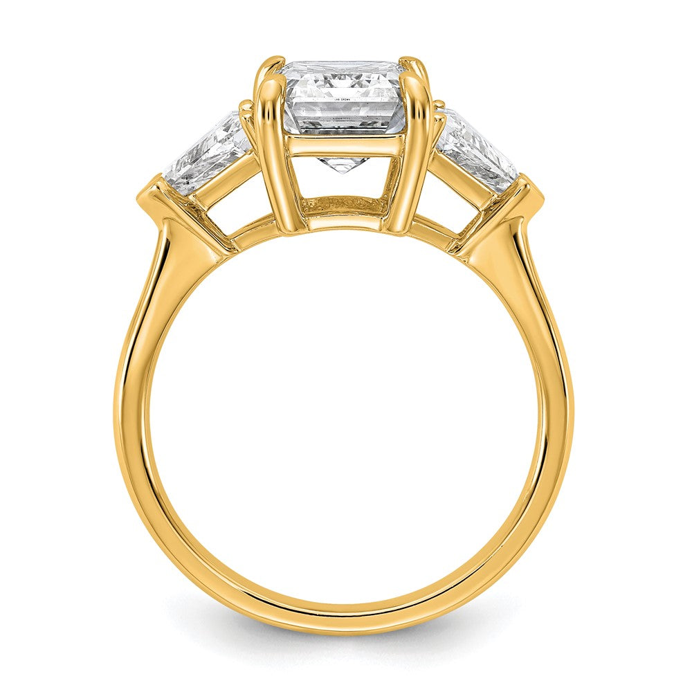 14k 3 5/8ct Cert Lab Grown Dia VS/SI+ G+ Radiant&Triangle Comp Eng Ring