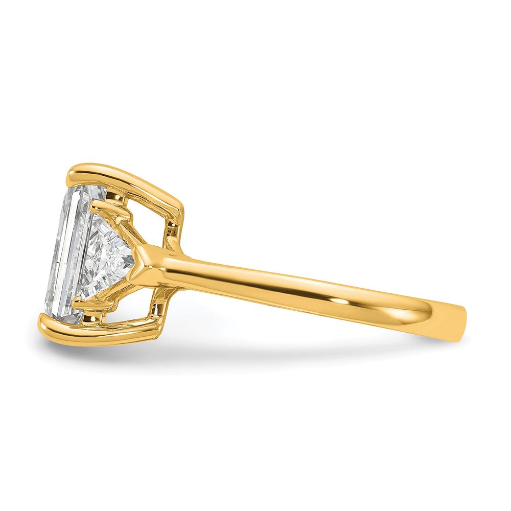 14k 3 5/8ct Cert Lab Grown Dia VS/SI+ G+ Radiant&Triangle Comp Eng Ring