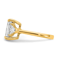 14k 3 5/8ct Cert Lab Grown Dia VS/SI+ G+ Radiant&Triangle Comp Eng Ring