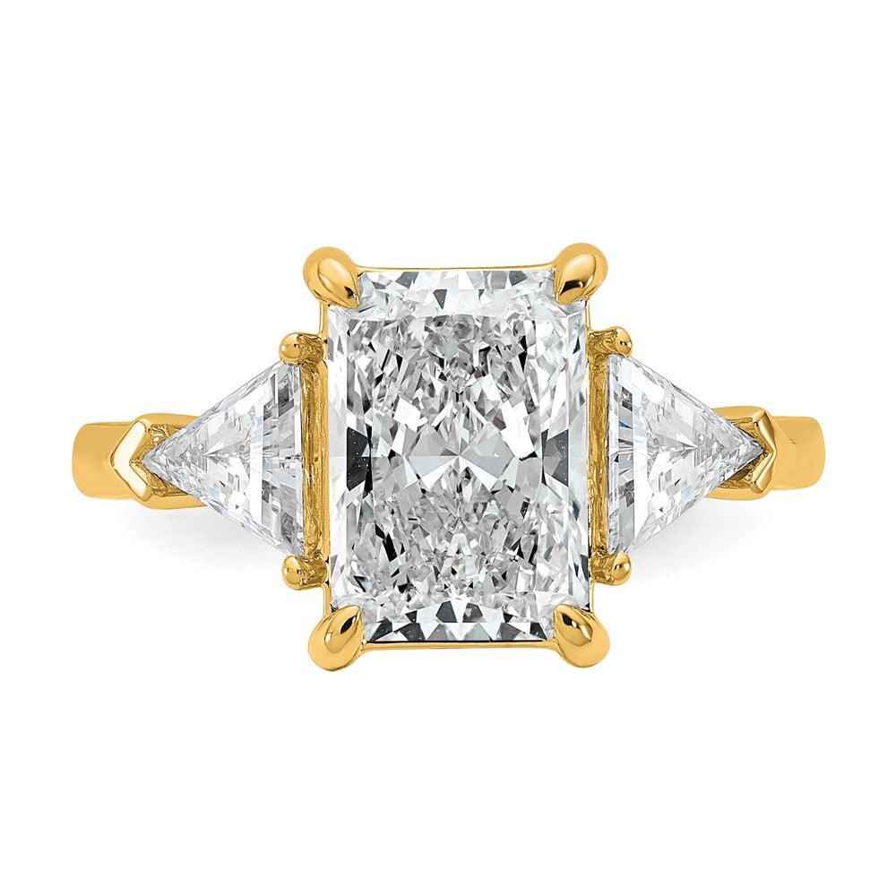 14k 3 5/8ct Cert Lab Grown Dia VS/SI+ G+ Radiant&Triangle Comp Eng Ring