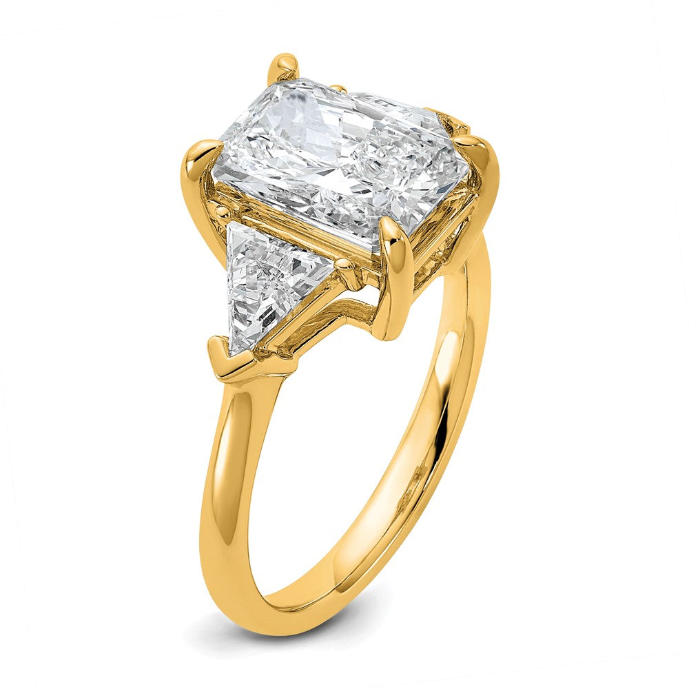 14k 3 5/8ct Cert Lab Grown Dia VS/SI+ G+ Radiant&Triangle Comp Eng Ring