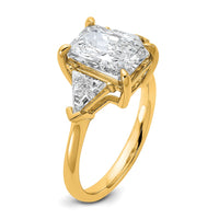 14k 3 5/8ct Cert Lab Grown Dia VS/SI+ G+ Radiant&Triangle Comp Eng Ring