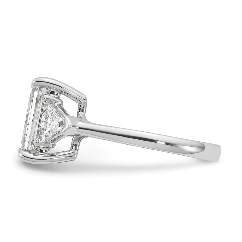 14kw 5/8ct Lab Grown Diamond VS/SI+ G+ Triangle 3ct Radiant Semi Eng Ring