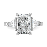 14kw 5/8ct Lab Grown Diamond VS/SI+ G+ Triangle 3ct Radiant Semi Eng Ring