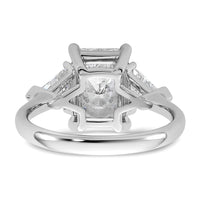 14kw 5/8ct Lab Grown Diamond VS/SI+ G+ Triangle 3ct Radiant Semi Eng Ring