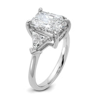 14kw 5/8ct Lab Grown Diamond VS/SI+ G+ Triangle 3ct Radiant Semi Eng Ring