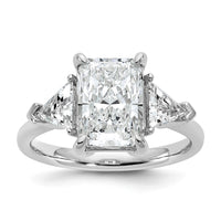 14kw 5/8ct Lab Grown Diamond VS/SI+ G+ Triangle 3ct Radiant Semi Eng Ring