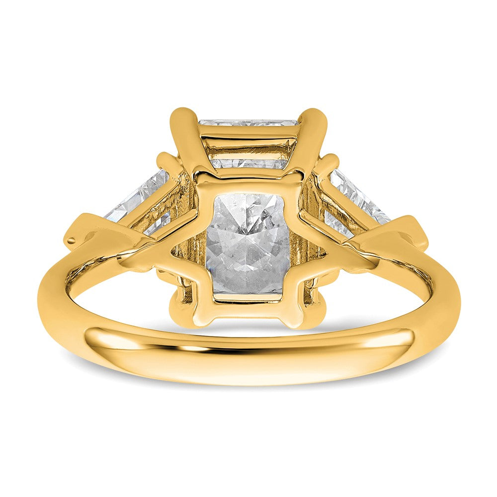 14k 5/8ct Lab Grown Diamond VS/SI+ G+ Triangle 3ct Radiant Semi Eng Ring