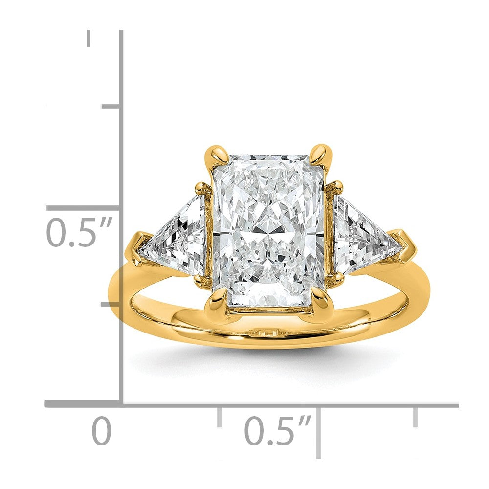 14k 5/8ct Lab Grown Diamond VS/SI+ G+ Triangle 3ct Radiant Semi Eng Ring