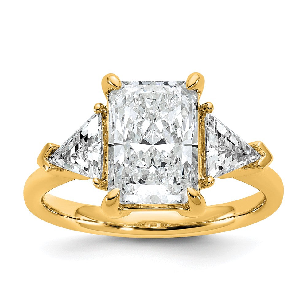 14k 5/8ct Lab Grown Diamond VS/SI+ G+ Triangle 3ct Radiant Semi Eng Ring