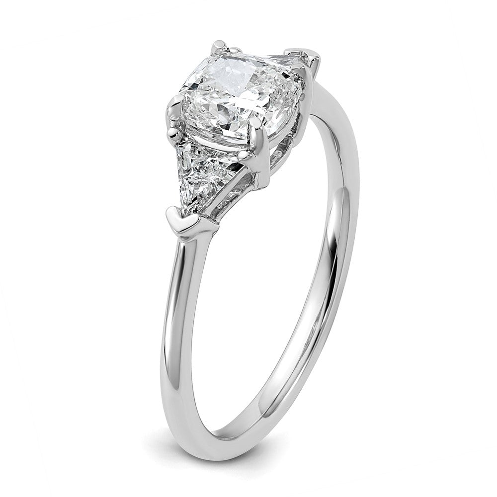 14kw 1 1/2ct Cert Lab Grown Dia VS+ F+ Cushion&Triangle Comp Eng Ring