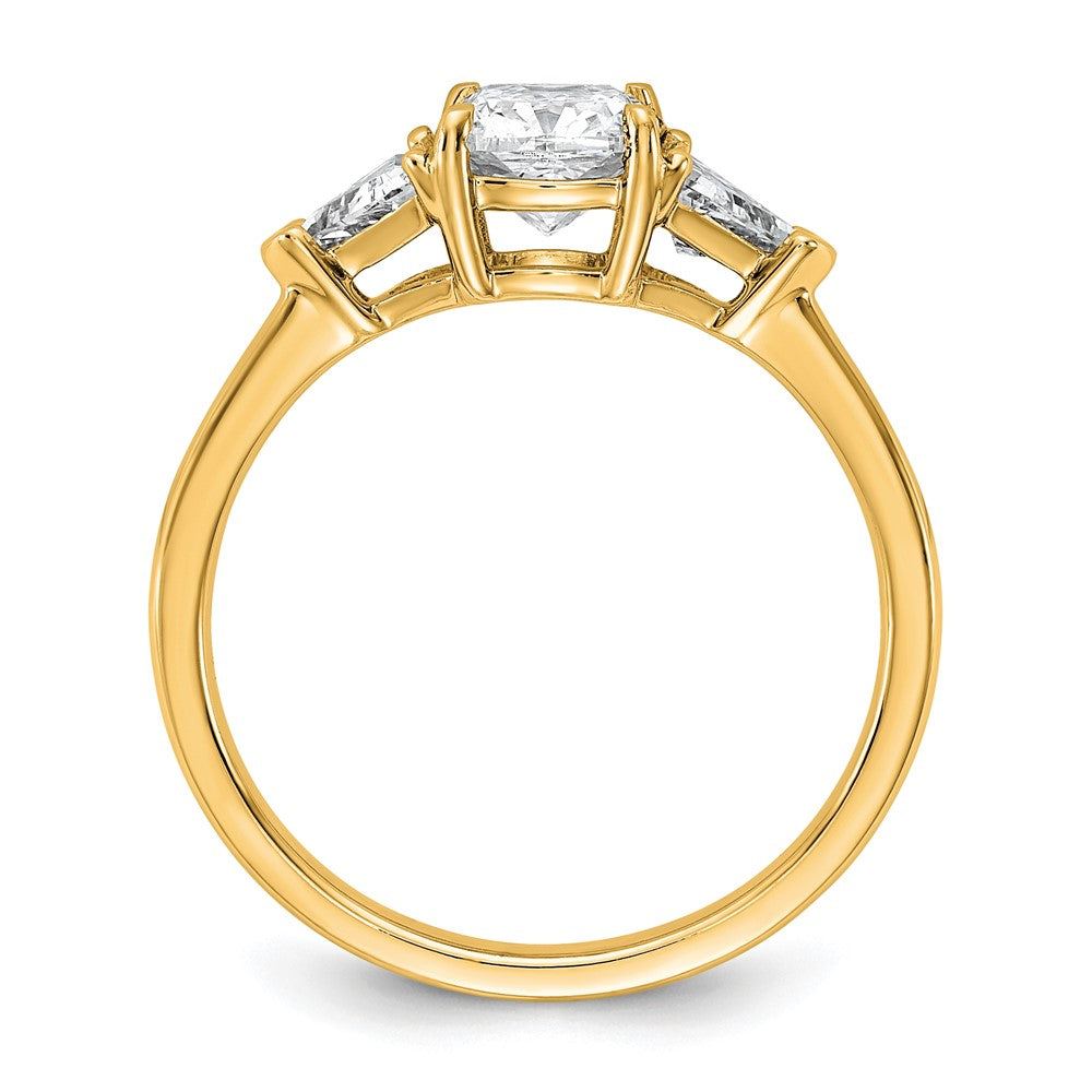 14k 1 1/2ct Cert Lab Grown Dia VS+ F+ Cushion&Triangle Comp Eng Ring