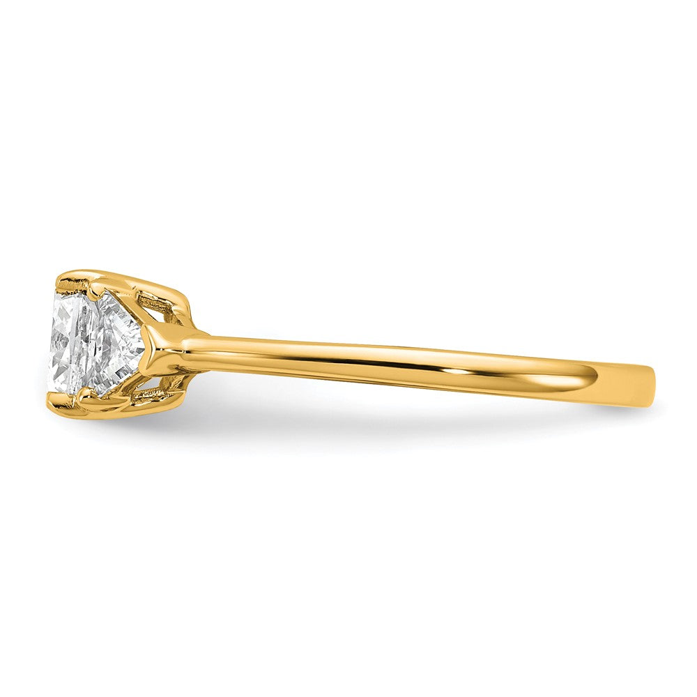 14k 1 1/2ct Cert Lab Grown Dia VS+ F+ Cushion&Triangle Comp Eng Ring