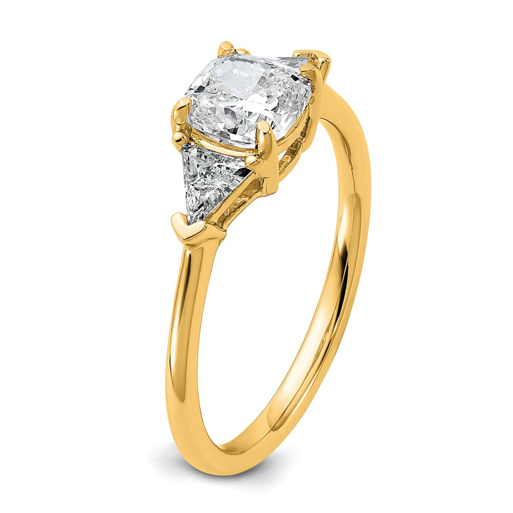 14k 1 1/2ct Cert Lab Grown Dia VS+ F+ Cushion&Triangle Comp Eng Ring
