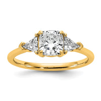 14k 1 1/2ct Cert Lab Grown Dia VS+ F+ Cushion&Triangle Comp Eng Ring