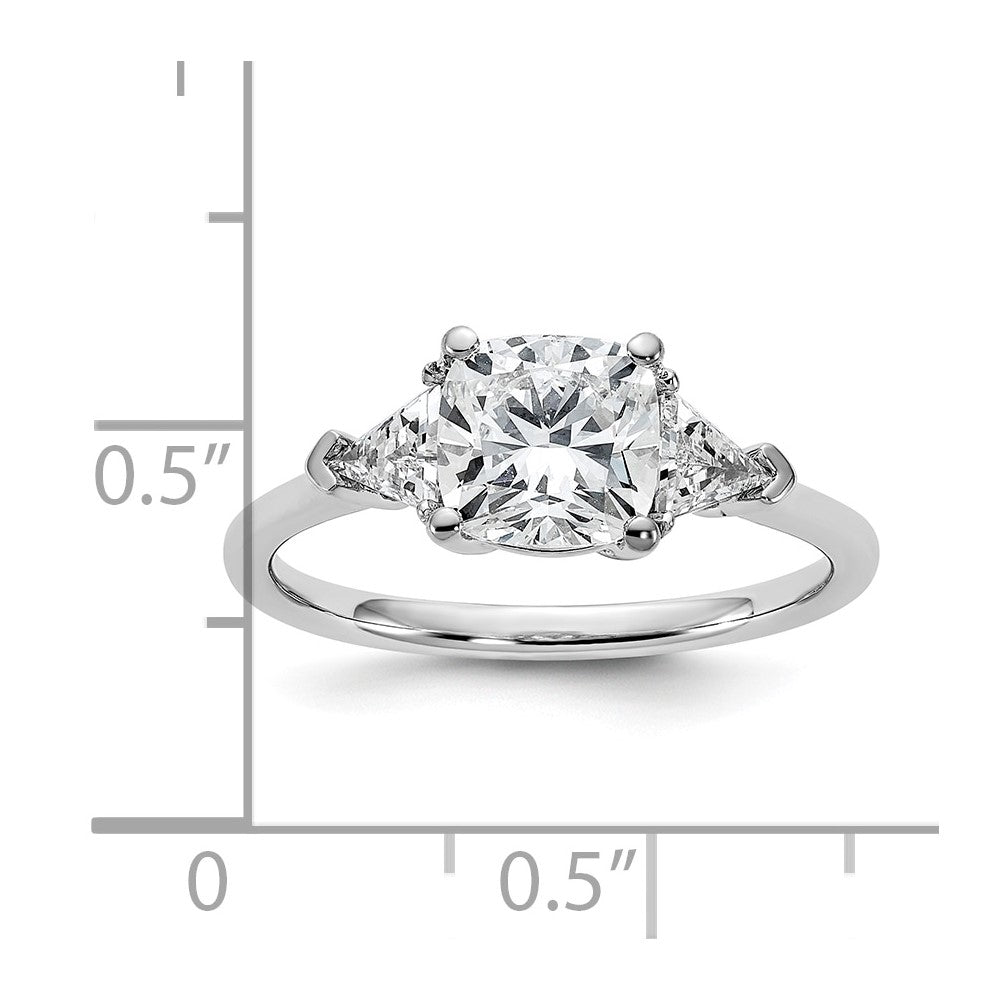 14kw 2ct Cert Lab Grown Diamond VS+ F+ Cushion&Triangle Comp Eng Ring