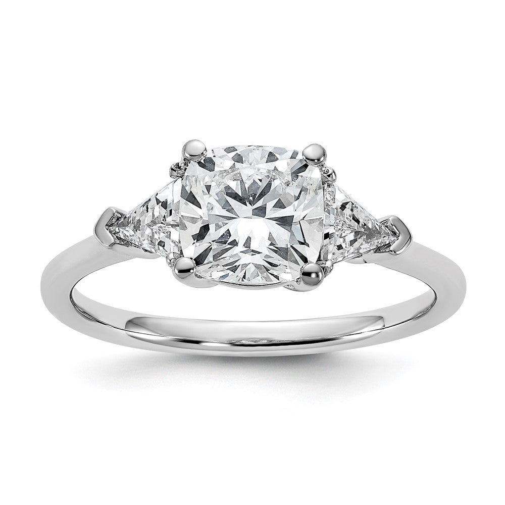14kw 2ct Cert Lab Grown Diamond VS+ F+ Cushion&Triangle Comp Eng Ring