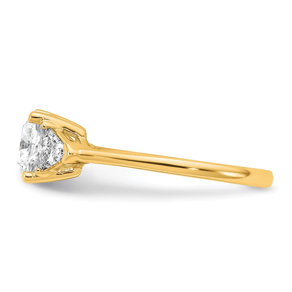 14k 2ct Cert Lab Grown Diamond VS+ F+ Cushion&Triangle Comp Eng Ring
