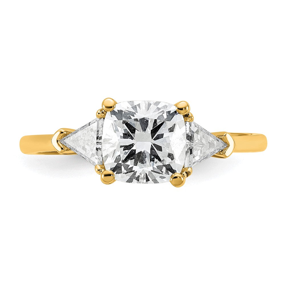 14k 2ct Cert Lab Grown Diamond VS+ F+ Cushion&Triangle Comp Eng Ring