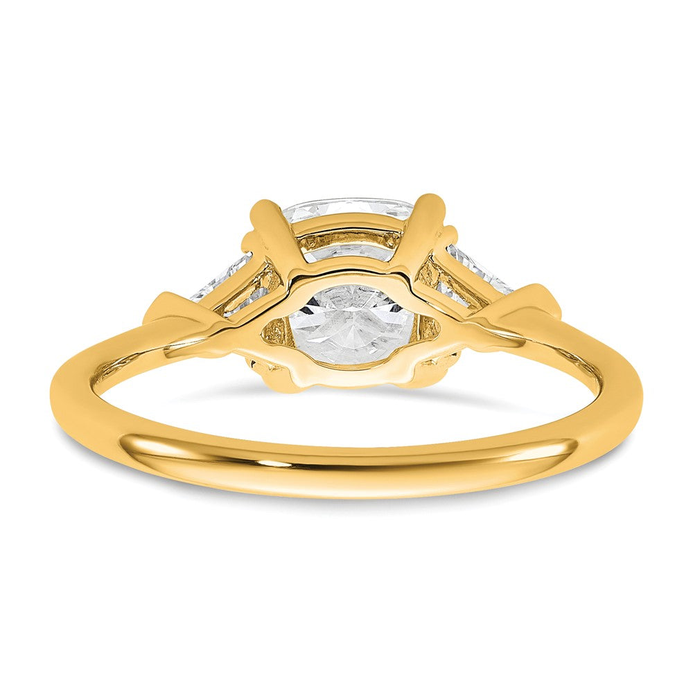 14k 2ct Cert Lab Grown Diamond VS+ F+ Cushion&Triangle Comp Eng Ring