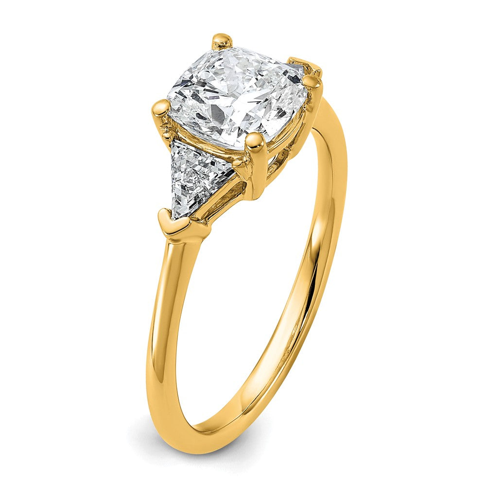 14k 2ct Cert Lab Grown Diamond VS/SI+ G+ Cushion&Triangle Comp Eng Ring