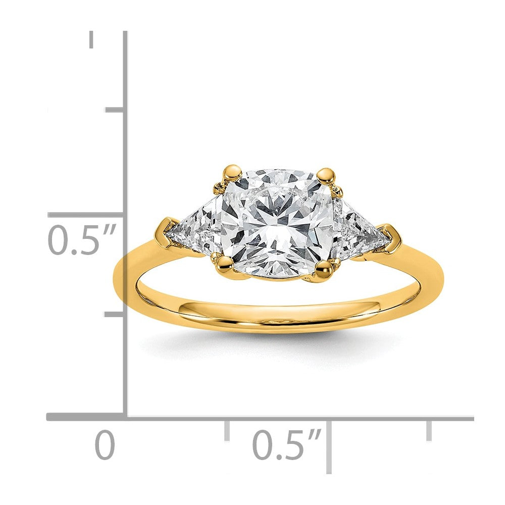 14k 2ct Cert Lab Grown Diamond VS+ F+ Cushion&Triangle Comp Eng Ring
