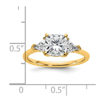14k 2ct Cert Lab Grown Diamond VS+ F+ Cushion&Triangle Comp Eng Ring