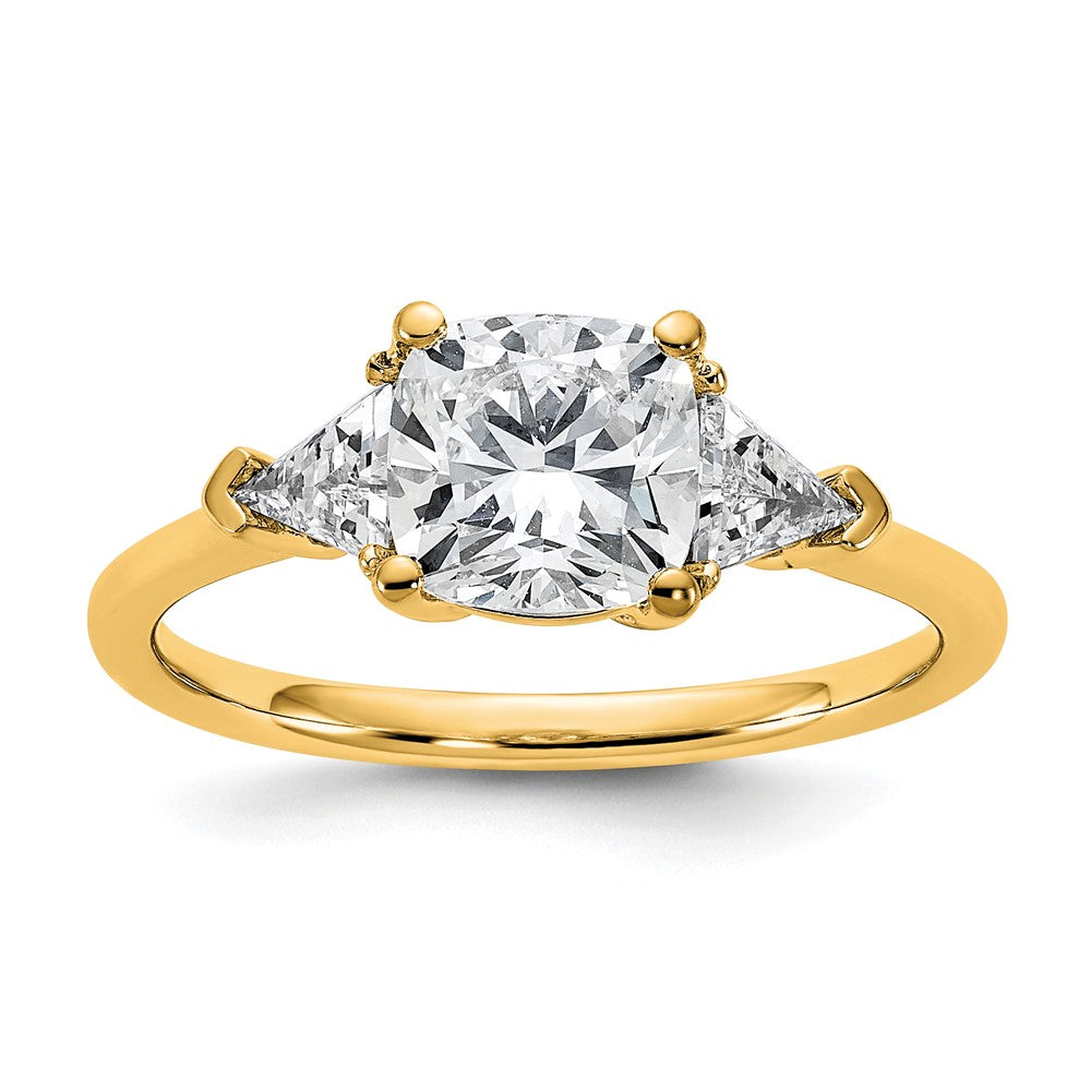 14k 2ct Cert Lab Grown Diamond VS+ F+ Cushion&Triangle Comp Eng Ring