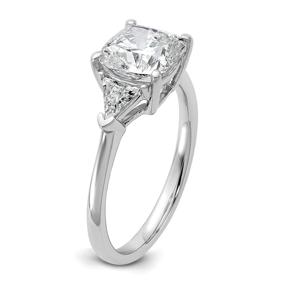 14kw 2 1/2ct Cert Lab Grown Dia VS+ F+ Cushion&Triangle Comp Eng Ring