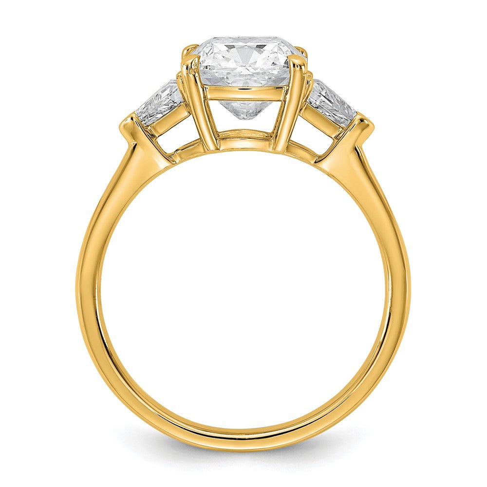 14k 2 1/2ct Cert Lab Grown Dia VS+ F+ Cushion&Triangle Comp Eng Ring