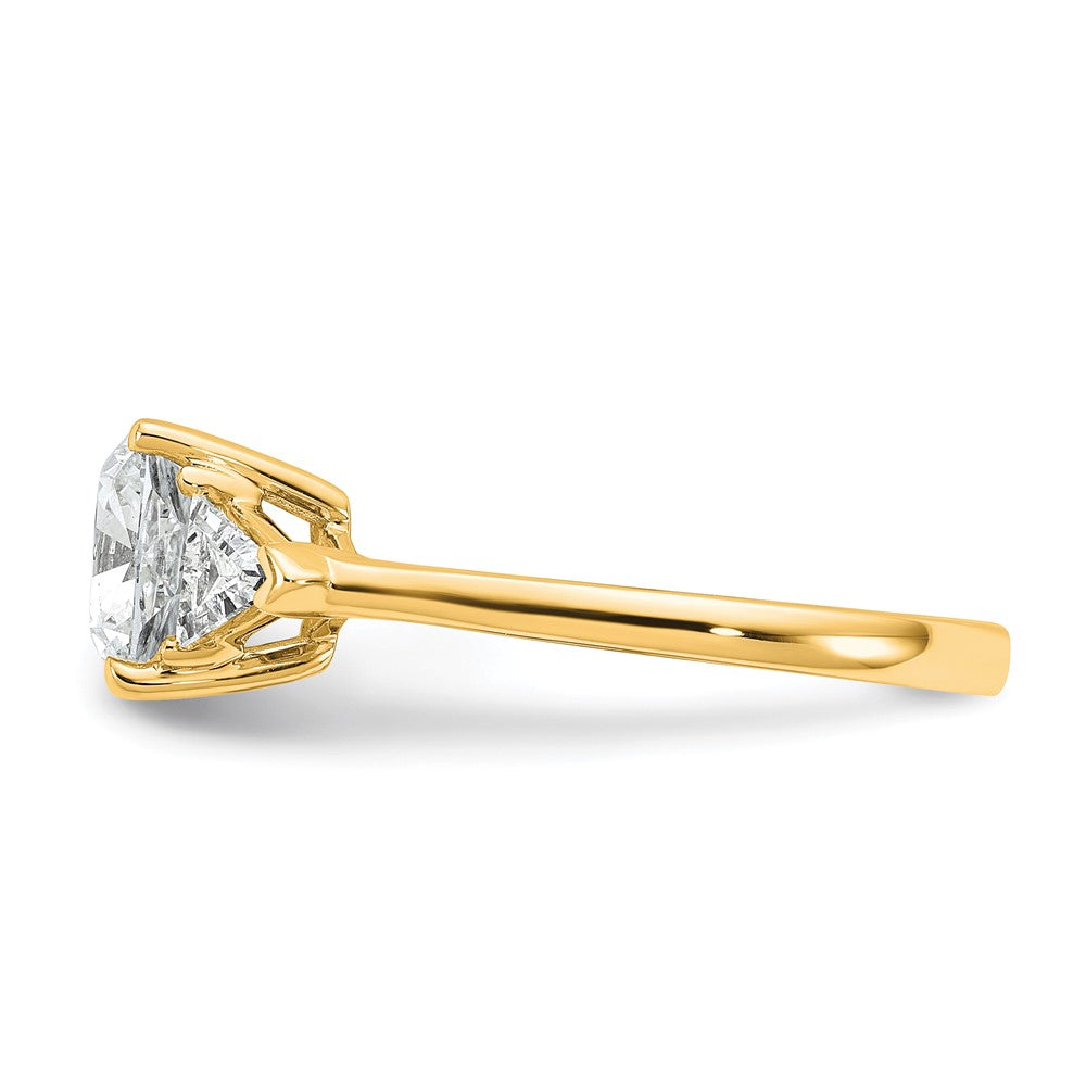 14k 2 1/2ct Cert Lab Grown Dia VS+ F+ Cushion&Triangle Comp Eng Ring
