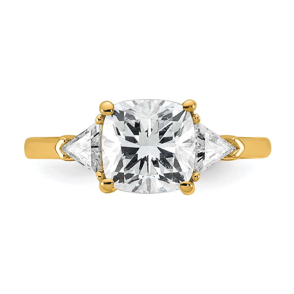 14k 2 1/2ct Cert Lab Grown Dia VS+ F+ Cushion&Triangle Comp Eng Ring