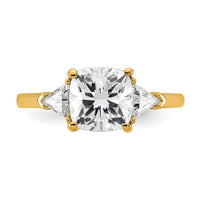 14k 2 1/2ct Cert Lab Grown Dia VS+ F+ Cushion&Triangle Comp Eng Ring