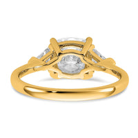 14k 2 1/2ct Cert Lab Grown Dia VS+ F+ Cushion&Triangle Comp Eng Ring