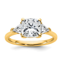 14k 2 1/2ct Cert Lab Grown Dia VS+ F+ Cushion&Triangle Comp Eng Ring