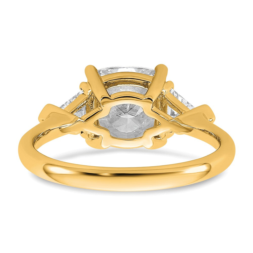 14k 3 1/8ct Cert Lab Grown Dia VS+ F+ Cushion&Triangle Comp Eng Ring