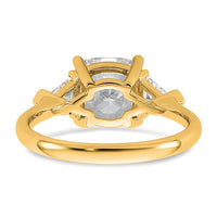 14k 3 1/8ct Cert Lab Grown Dia VS+ F+ Cushion&Triangle Comp Eng Ring