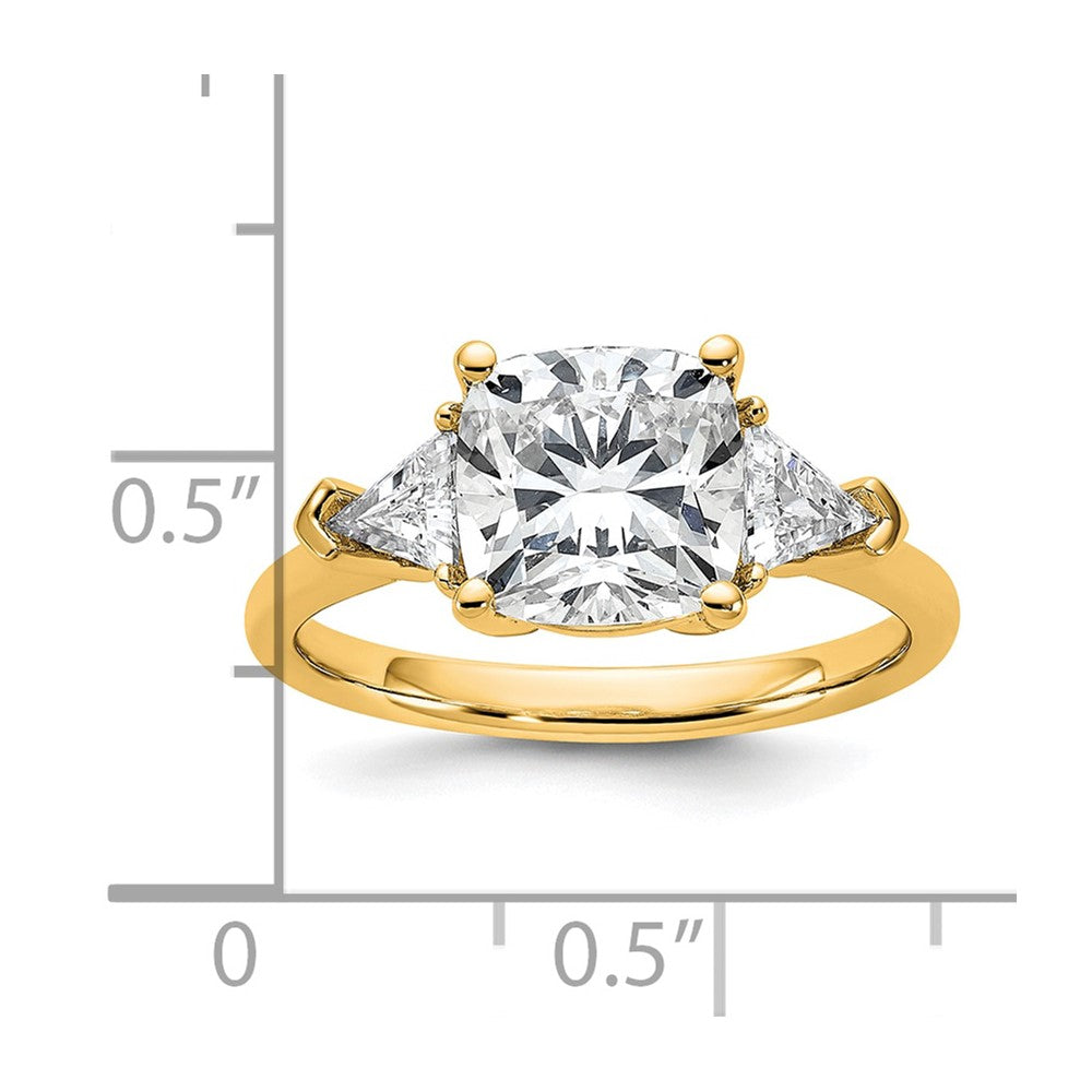 14k 3 1/8ct Cert Lab Grown Dia VS+ F+ Cushion&Triangle Comp Eng Ring