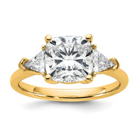 14k 3 1/8ct Cert Lab Grown Dia VS+ F+ Cushion&Triangle Comp Eng Ring