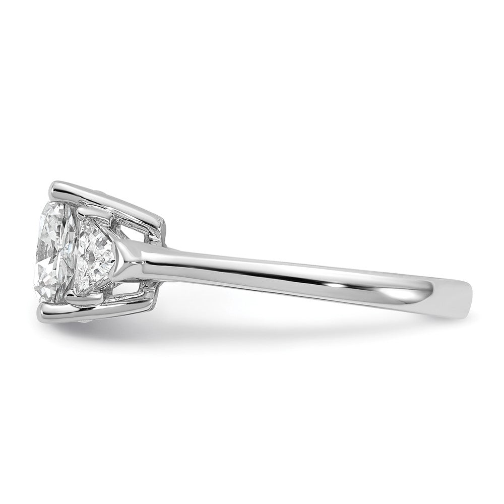 14kw 5/8ct Lab Grown Dia VS+ F+ Triangle 2 1/2ct Cushion Semi Eng Ring