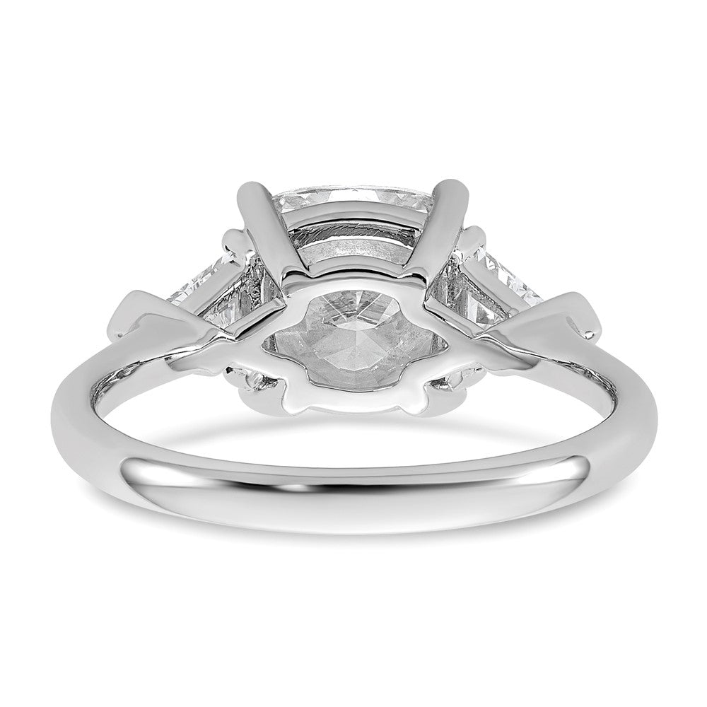 14kw 5/8ct Lab Grown Dia VS+ F+ Triangle 2 1/2ct Cushion Semi Eng Ring