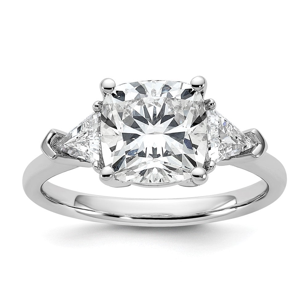 14kw 5/8ct Lab Grown Dia VS+ F+ Triangle 2 1/2ct Cushion Semi Eng Ring