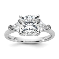 14kw 5/8ct Lab Grown Dia VS+ F+ Triangle 2 1/2ct Cushion Semi Eng Ring