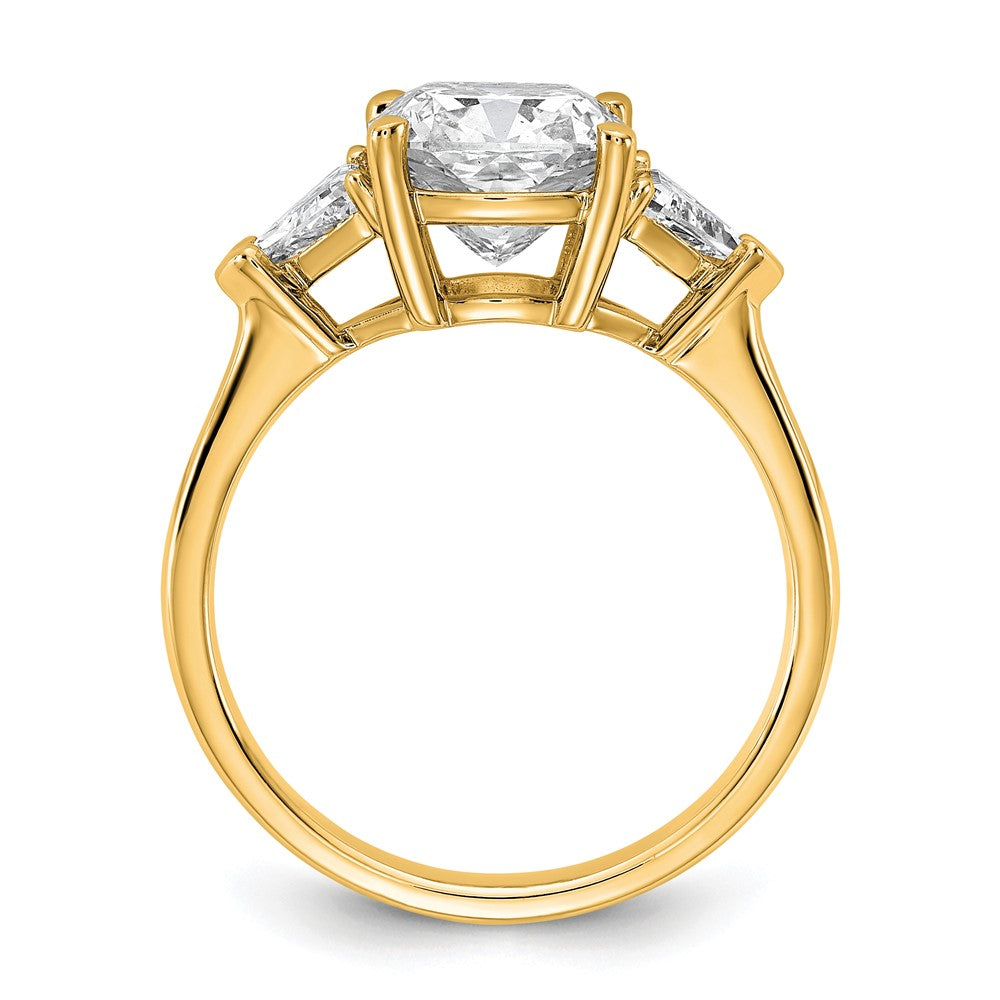 14k 5/8ct Lab Grown Dia VS+ F+ Triangle 2 1/2ct Cushion Semi Eng Ring