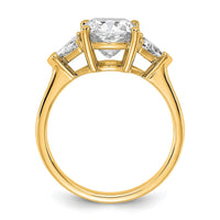 14k 5/8ct Lab Grown Dia VS+ F+ Triangle 2 1/2ct Cushion Semi Eng Ring