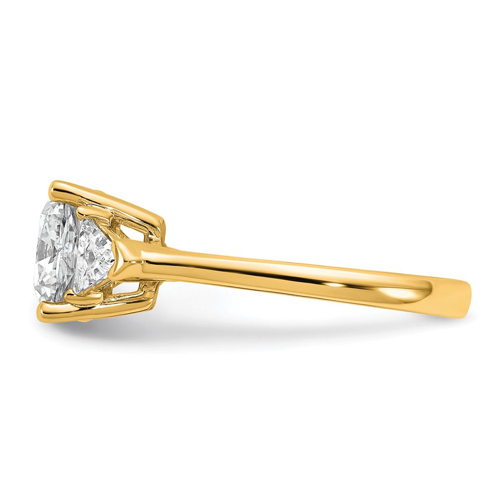 14k 5/8ct Lab Grown Dia VS+ F+ Triangle 2 1/2ct Cushion Semi Eng Ring