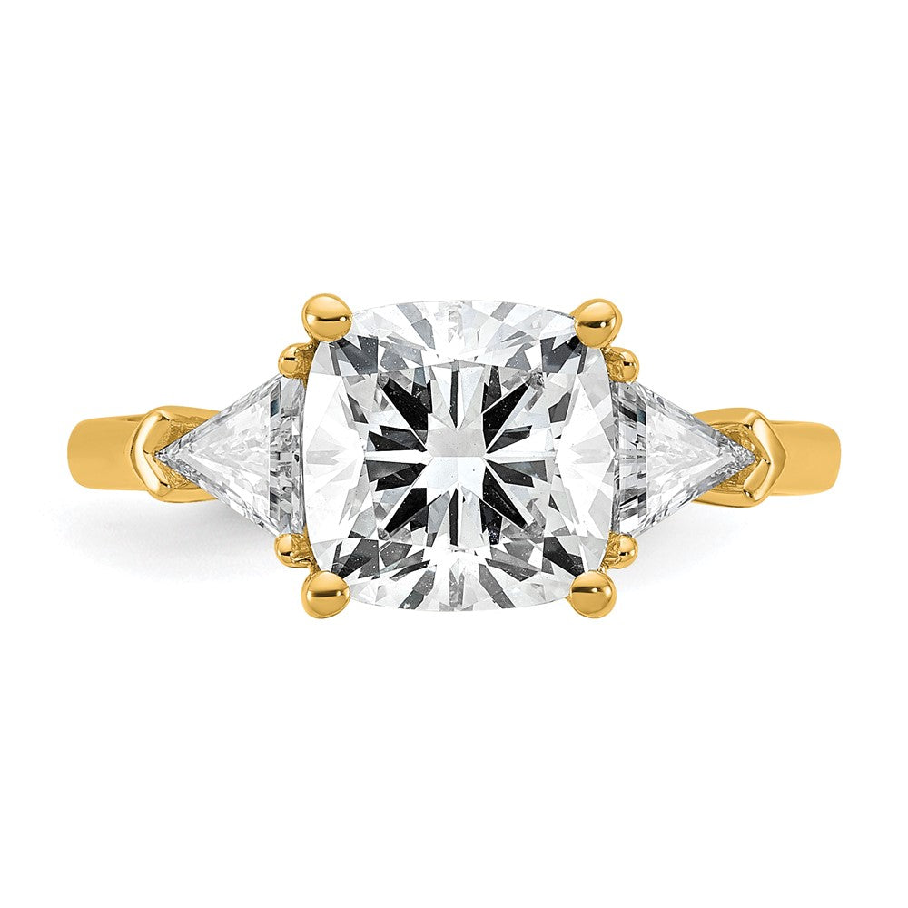 14k 5/8ct Lab Grown Dia VS/SI+ G+ Triangle 2 1/2ct Cushion Semi Eng Ring