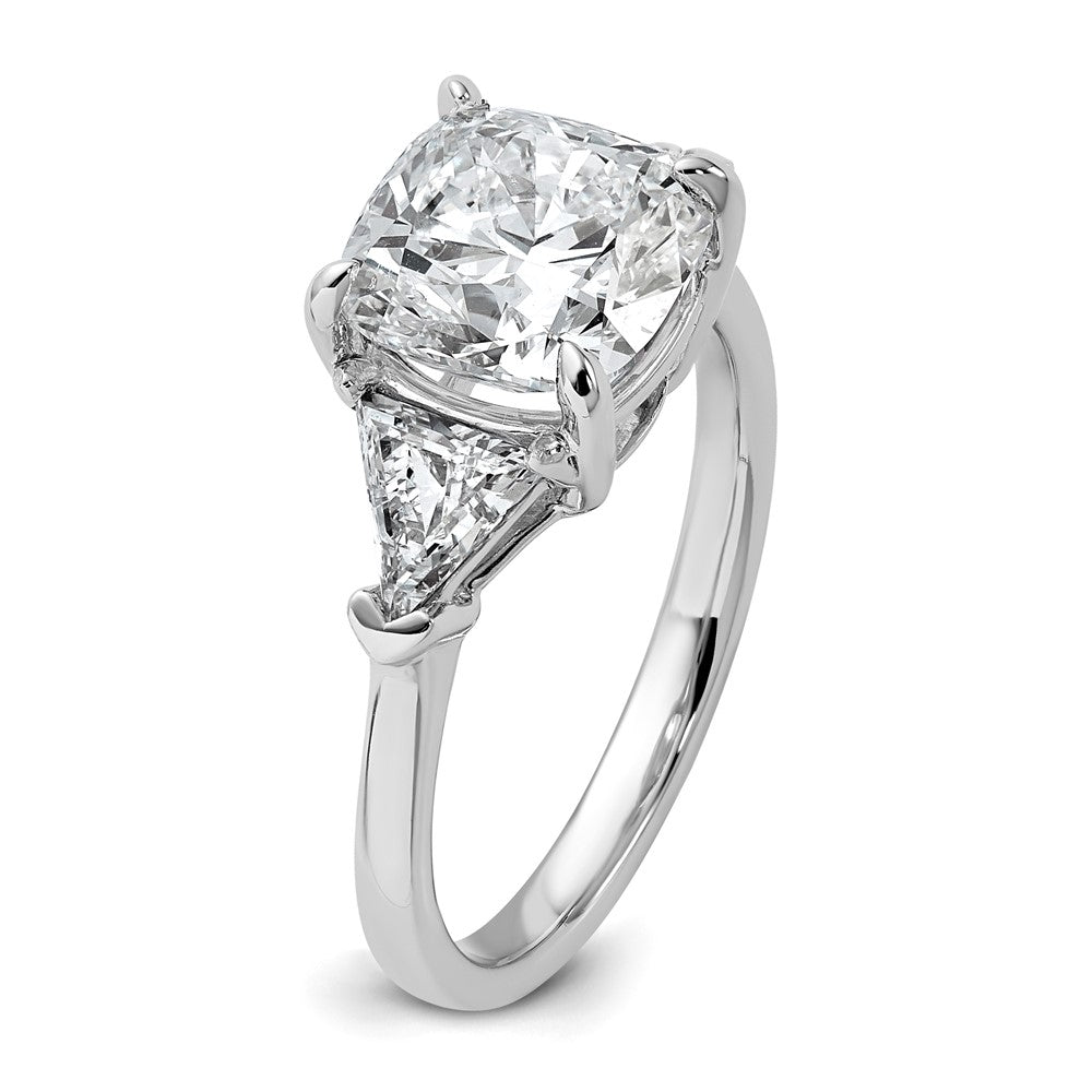14kw 4ct Cert Lab Grown Diamond VS+ F+ Cushion&Triangle Comp Eng Ring